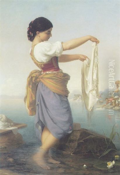 La Lavandaia Oil Painting by Rudolf W. A. Lehmann