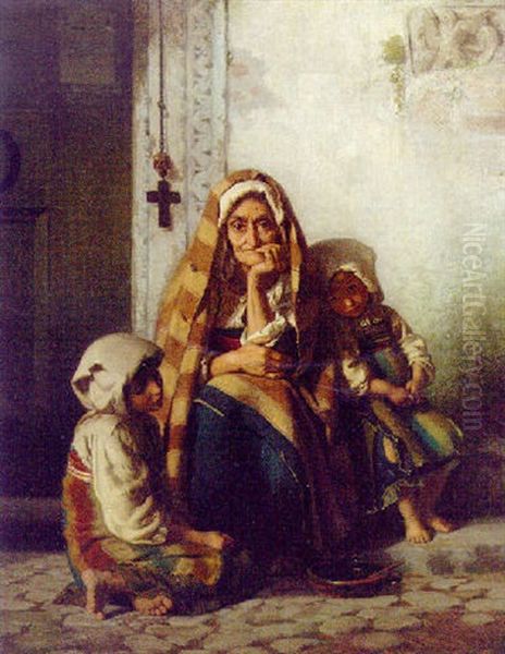 At The Convent Door Oil Painting by Rudolf W. A. Lehmann