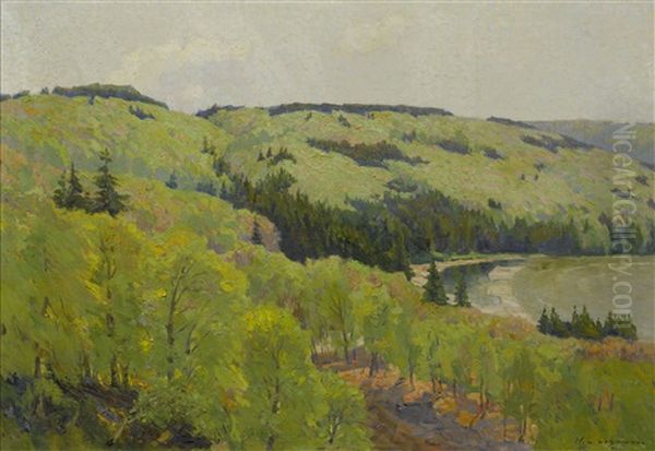 Spring In Isartal Oil Painting by Wilhelm Ludwig Lehmann