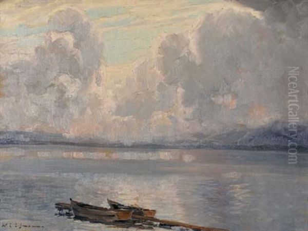 Wolken Uber Dem See Oil Painting by Wilhelm Ludwig Lehmann