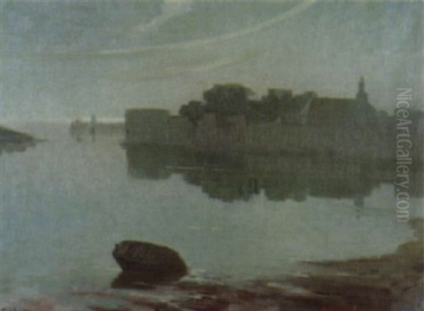 Frauenchiemsee Im Morgendunst Oil Painting by Wilhelm Ludwig Lehmann