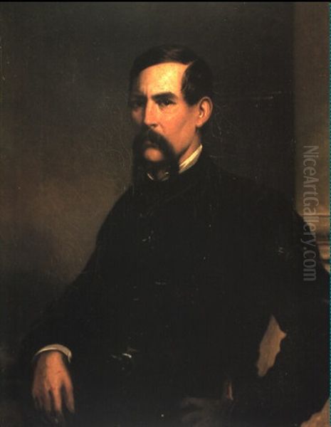 Portrait Of Captain Sir Richard Francis Burton In Dark Dress Oil Painting by Wilhelm Ludwig Lehmann