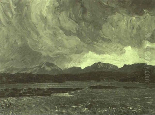 Regenschauer In Vorgebirgslandschaft Oil Painting by Wilhelm Ludwig Lehmann