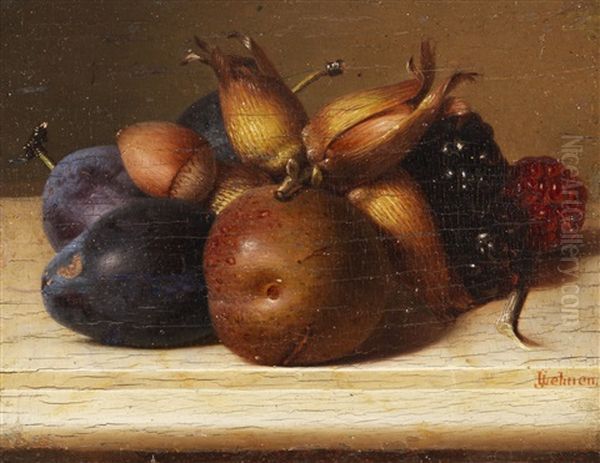 Stillleben Mit Fruchten Und Nussen Oil Painting by Jakob Lehnen