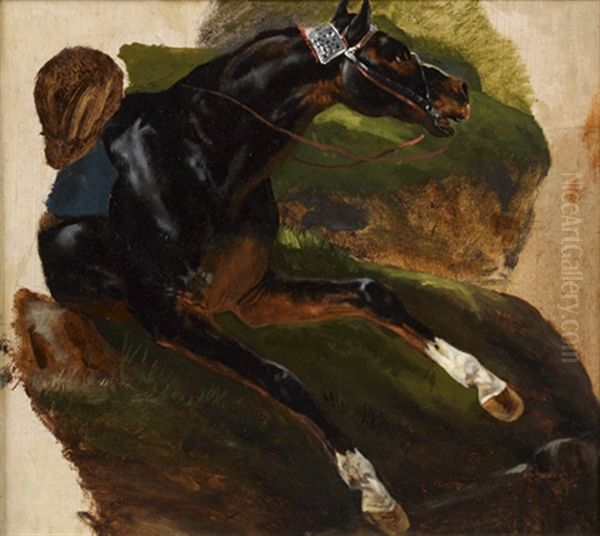 Un Cheval De Course (study) Oil Painting by Pierre-Francois Lehoux