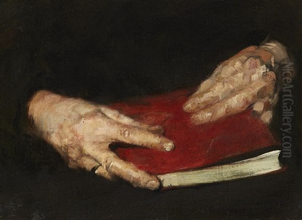 Hands Holding A Book by Wilhelm Maria Hubertus Leibl