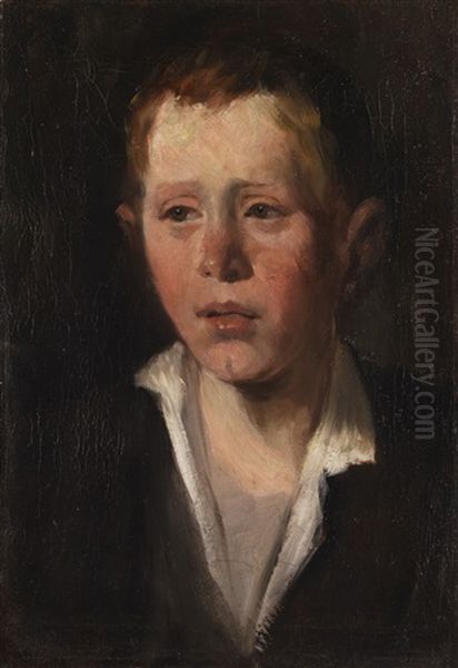 Brustbild Eines Knaben Oil Painting by Wilhelm Maria Hubertus Leibl