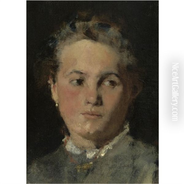 Madchen (portrait Of A Girl) Oil Painting by Wilhelm Maria Hubertus Leibl