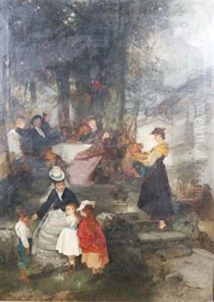 Sommerfrische In Sudtirol Oil Painting by Wilhelm Maria Hubertus Leibl