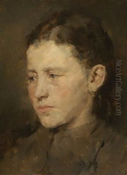 Bildnis Einer Jungen Frau Oil Painting by Wilhelm Maria Hubertus Leibl