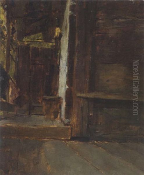 Hofzimmer Mit Gartenblick Oil Painting by Wilhelm Maria Hubertus Leibl