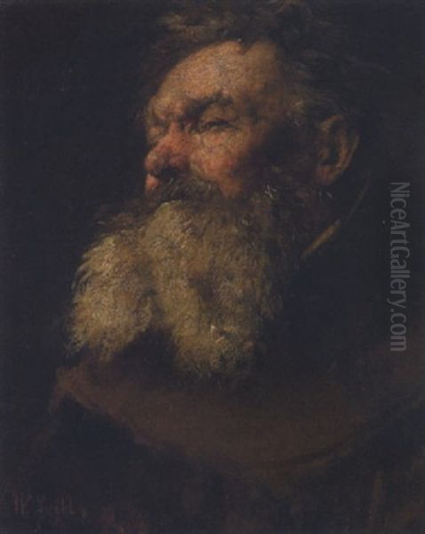 Bildnis Eines Bartigen Mannes Oil Painting by Wilhelm Maria Hubertus Leibl