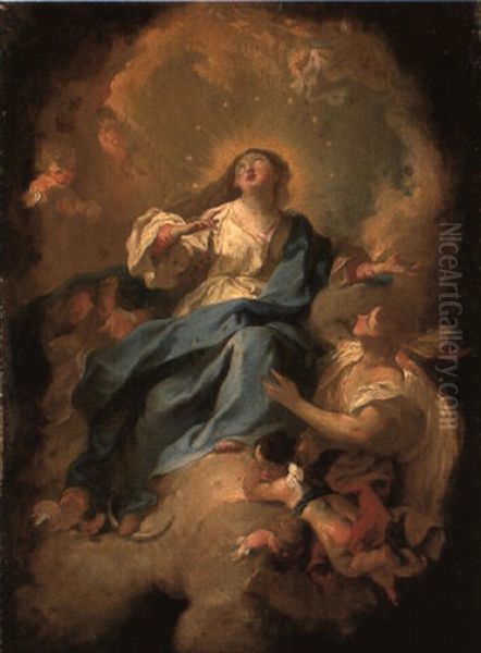 The Assumption Of The Virgin Oil Painting by Felix Ivo Leicher