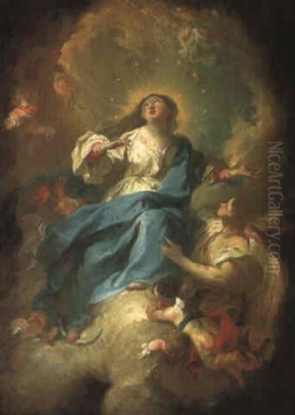 The Assumption Of The Virgin Oil Painting by Felix Ivo Leicher