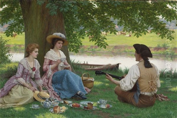 A Picnic Party Oil Painting by Edmund Blair Leighton