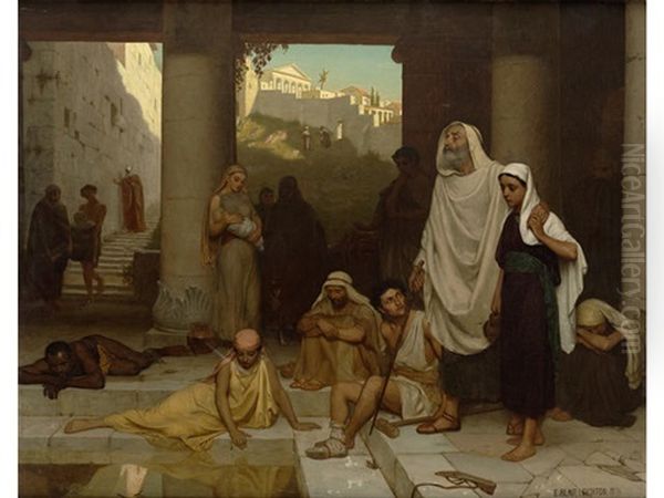 The Blind Man At The Pool Of Siloam Oil Painting by Edmund Blair Leighton