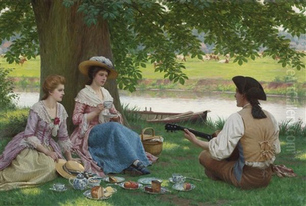 A Picnic Party Oil Painting by Edmund Blair Leighton