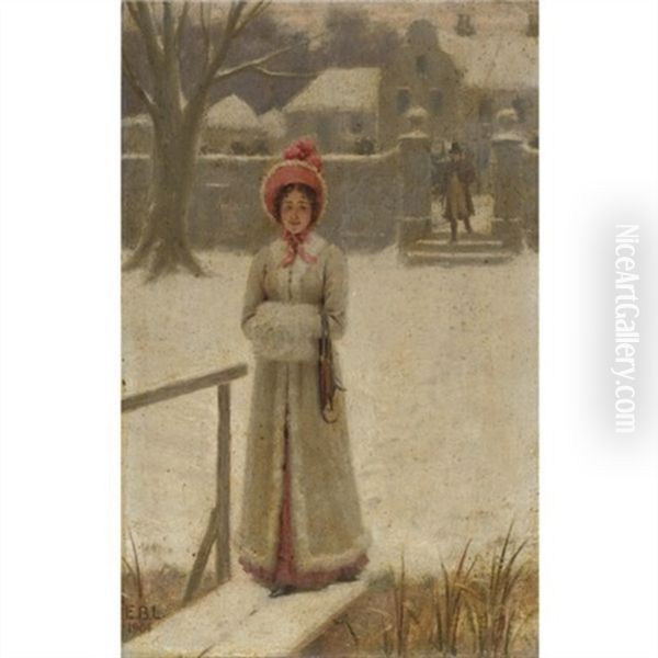 A Wintry Walk Oil Painting by Edmund Blair Leighton