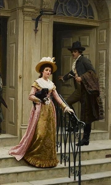 My Next Door Neighbour Oil Painting by Edmund Blair Leighton