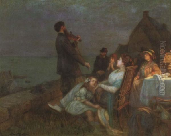 Said To Be Members Of The Danish Artist's Colony At Skagen Oil Painting by Jose Belon