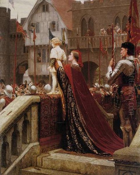 A Little Prince Likely In Time To Bless A Royal Throne Oil Painting by Edmund Blair Leighton