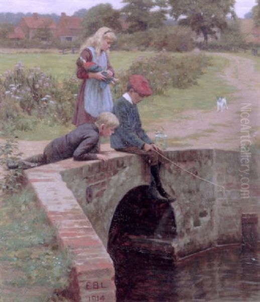 A Nibble Oil Painting by Edmund Blair Leighton