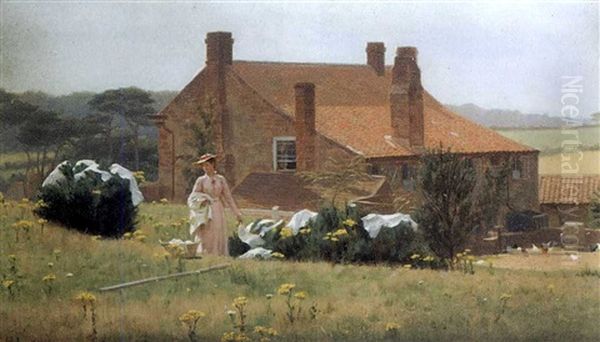 Wash Day Oil Painting by Edmund Blair Leighton