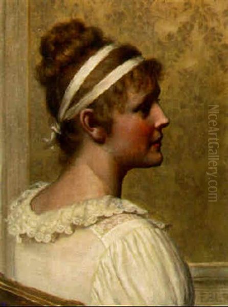 Portrait Of A Lady Oil Painting by Edmund Blair Leighton