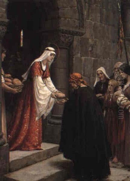 The Charity Of Saint Elizabeth Of Hungary Oil Painting by Edmund Blair Leighton