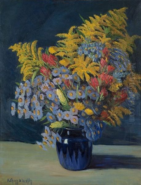 Still Life With Goldenrod And Daisies by Kathryn Woodman Leighton