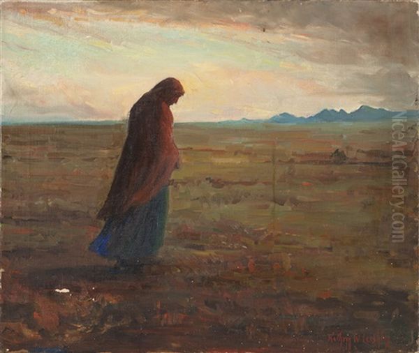 Indian Walking In A Landscape by Kathryn Woodman Leighton