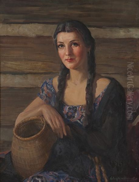 Portrait Of A Native American Maiden Oil Painting by Kathryn Woodman Leighton