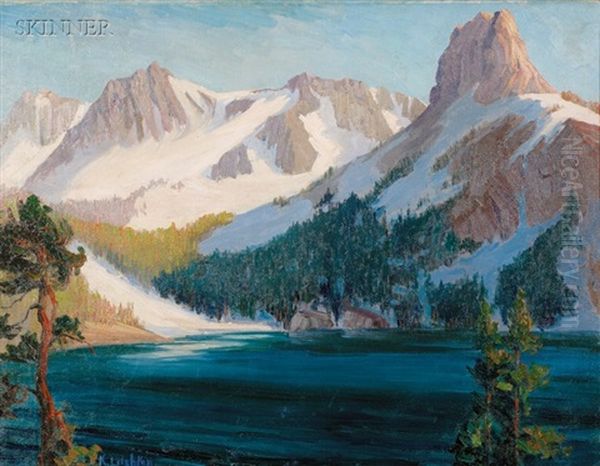 The High Scierras (sic) Near Mammoth, Lake George In The Foreground Oil Painting by Kathryn Woodman Leighton