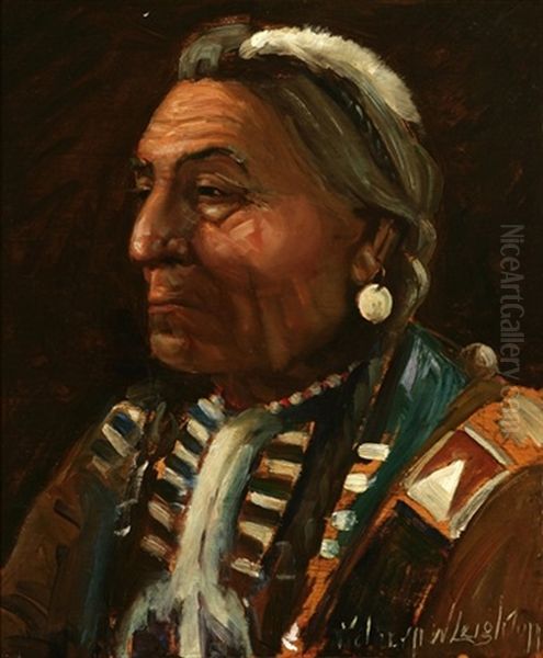 Chief Three Bears - Deceased, Blackfoot Tribe, Montana Oil Painting by Kathryn Woodman Leighton