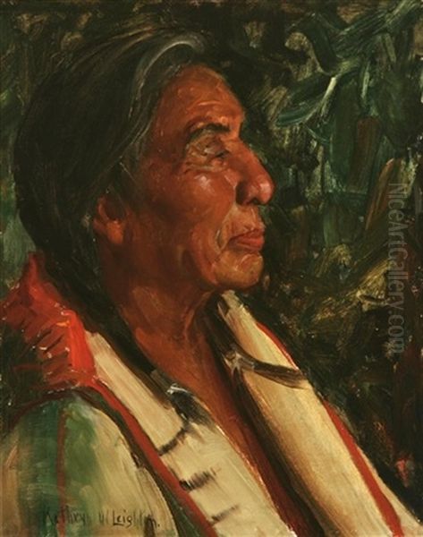 Portrait Of An Indian Chief Oil Painting by Kathryn Woodman Leighton