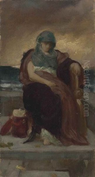 The Tragic Poetess, A Colour Sketch Oil Painting by Lord Frederic Leighton