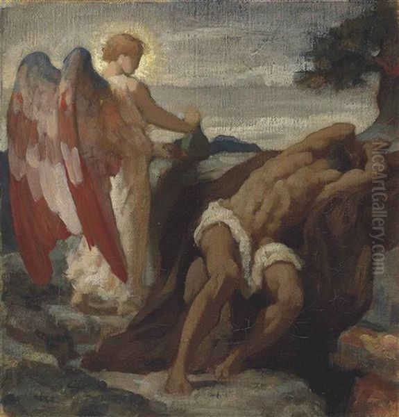 Study For Elijah In The Wilderness Oil Painting by Lord Frederic Leighton