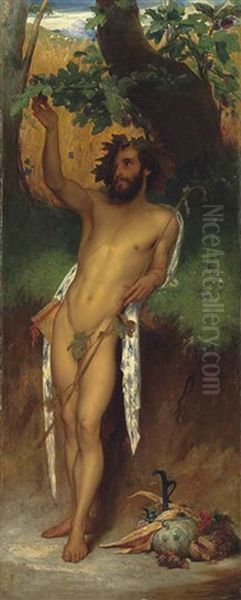 Pan 'o Thou, To Whom Broad Leaved Fig Trees Even Now Foredoom Their Ripen'd Fruitage' (keats, Endymion) Oil Painting by Lord Frederic Leighton