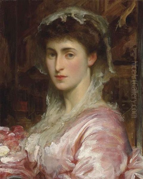 Portrait Of May Sartoris, Mrs Henry Evans Gordon Oil Painting by Lord Frederic Leighton