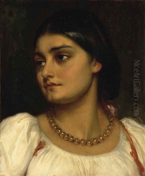 Head Of A Roman Model Oil Painting by Lord Frederic Leighton