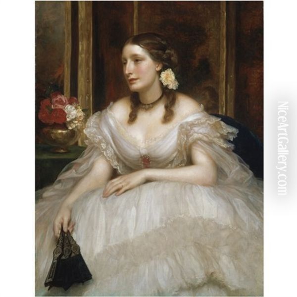 Portrait Of Mrs Augusta Magniac Oil Painting by Lord Frederic Leighton