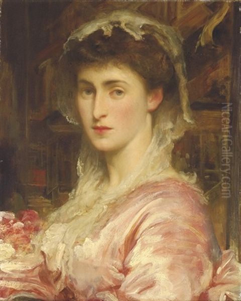 Mrs. Evans Gordon Oil Painting by Lord Frederic Leighton