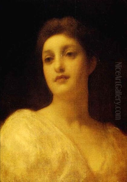 The Head Of A Girl Oil Painting by Lord Frederic Leighton