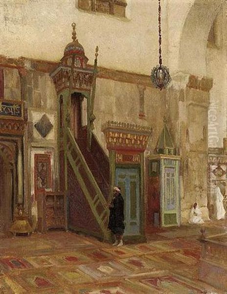 Interior Of A Mosque Or Mimbar Of The Great Mosque At Damascus Oil Painting by Lord Frederic Leighton