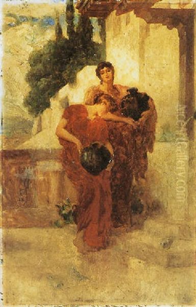 Two Figures In Captive Andromache Oil Painting by Lord Frederic Leighton