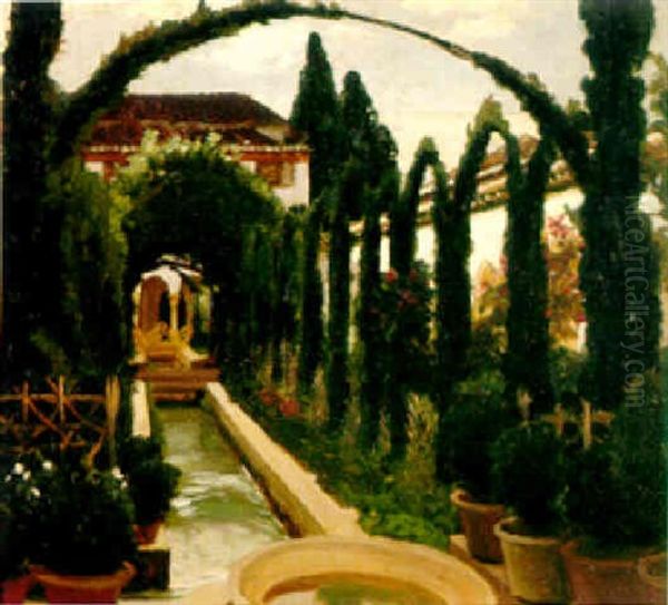 Garden Of The Generalife, Granada Oil Painting by Lord Frederic Leighton