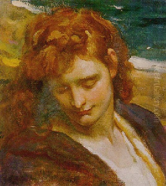 Head Of A Girl Oil Painting by Lord Frederic Leighton