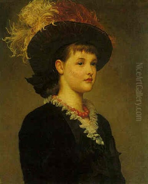 Portrait Of Miss Mabel Mills, Later The Hon. Mrs. Grenfell Oil Painting by Lord Frederic Leighton