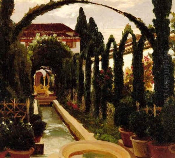 Garden Of The Generalife, Granada Oil Painting by Lord Frederic Leighton