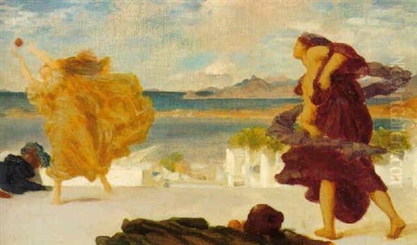 Study For Greek Girls Playing At Ball Oil Painting by Lord Frederic Leighton